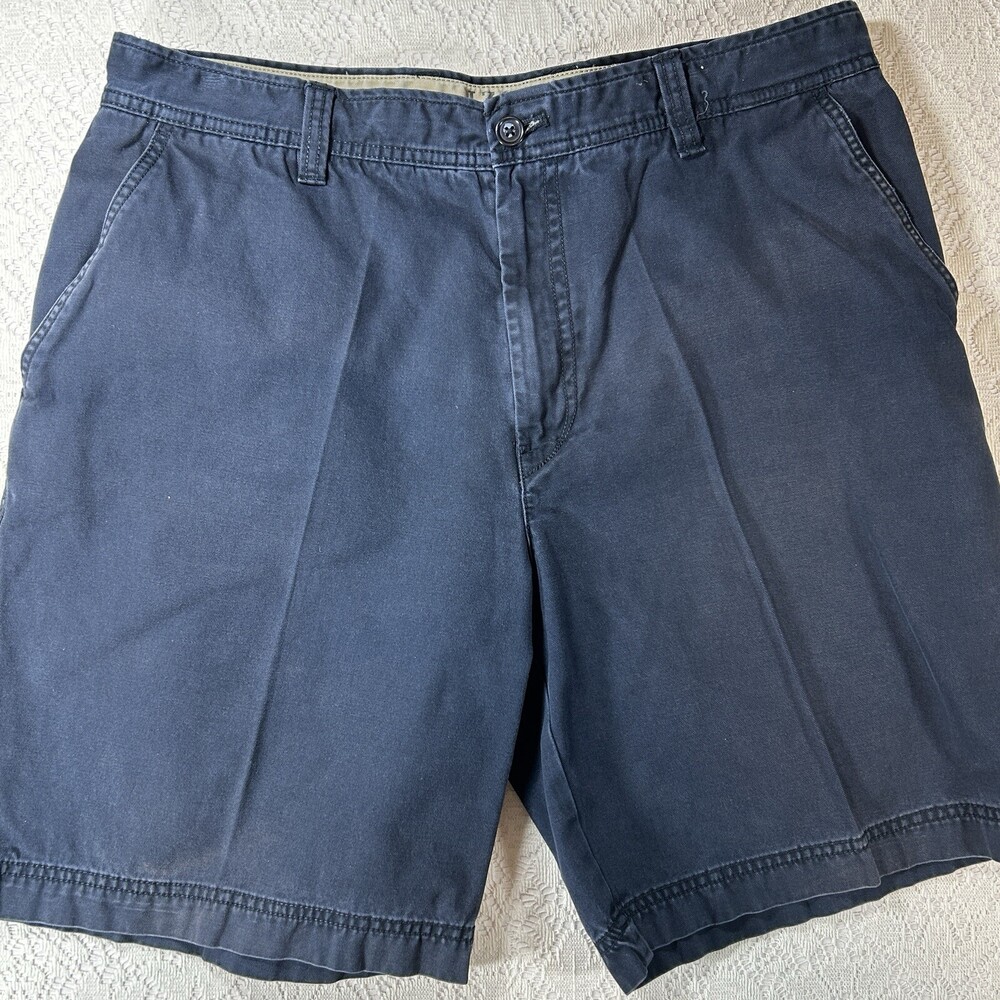 Izod Mens Salt Water Chino Shorts W36 Blue Cotton Stretch